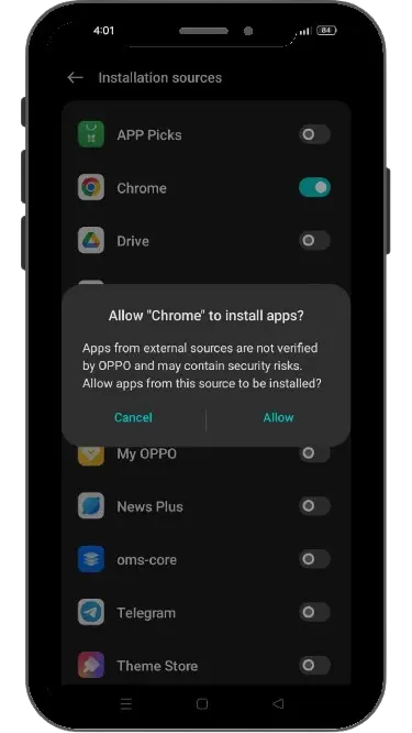 step 3 enabling unknown sources from settings in mobile preview