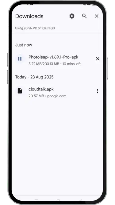 downloading Photoleap latest file preview on smartphone.