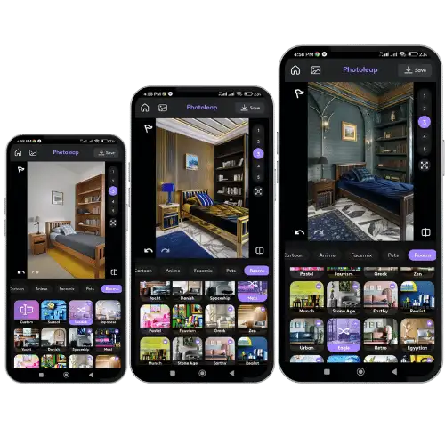 Photoleap app AI room design feature preview on smartphone