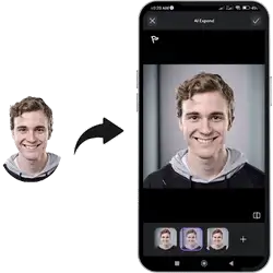 Photoleap app image extender feature preview on smartphone