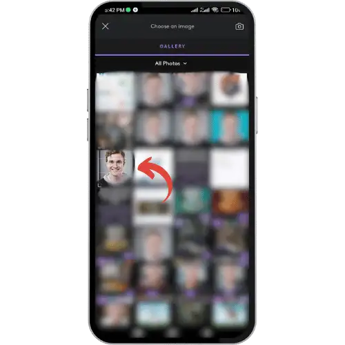 selecting photo from gallery preview on mobile